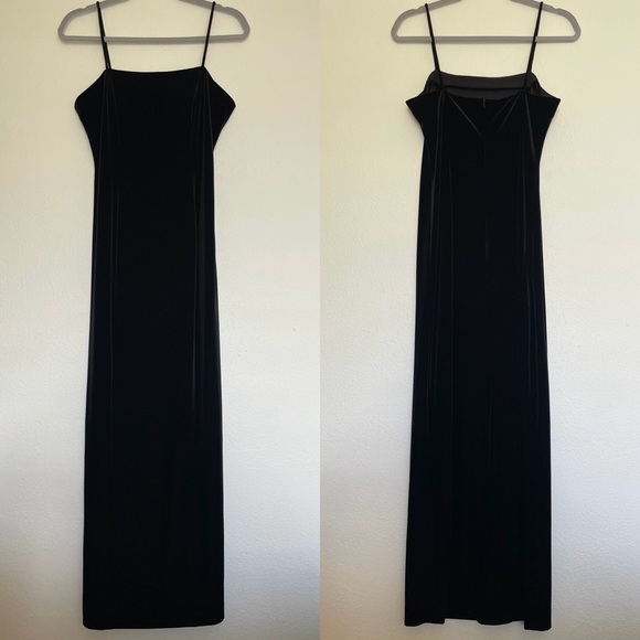 90s Style Alex Evenings Black Velvet Dress SIZE 6 PETITE - Picture 2 of 8